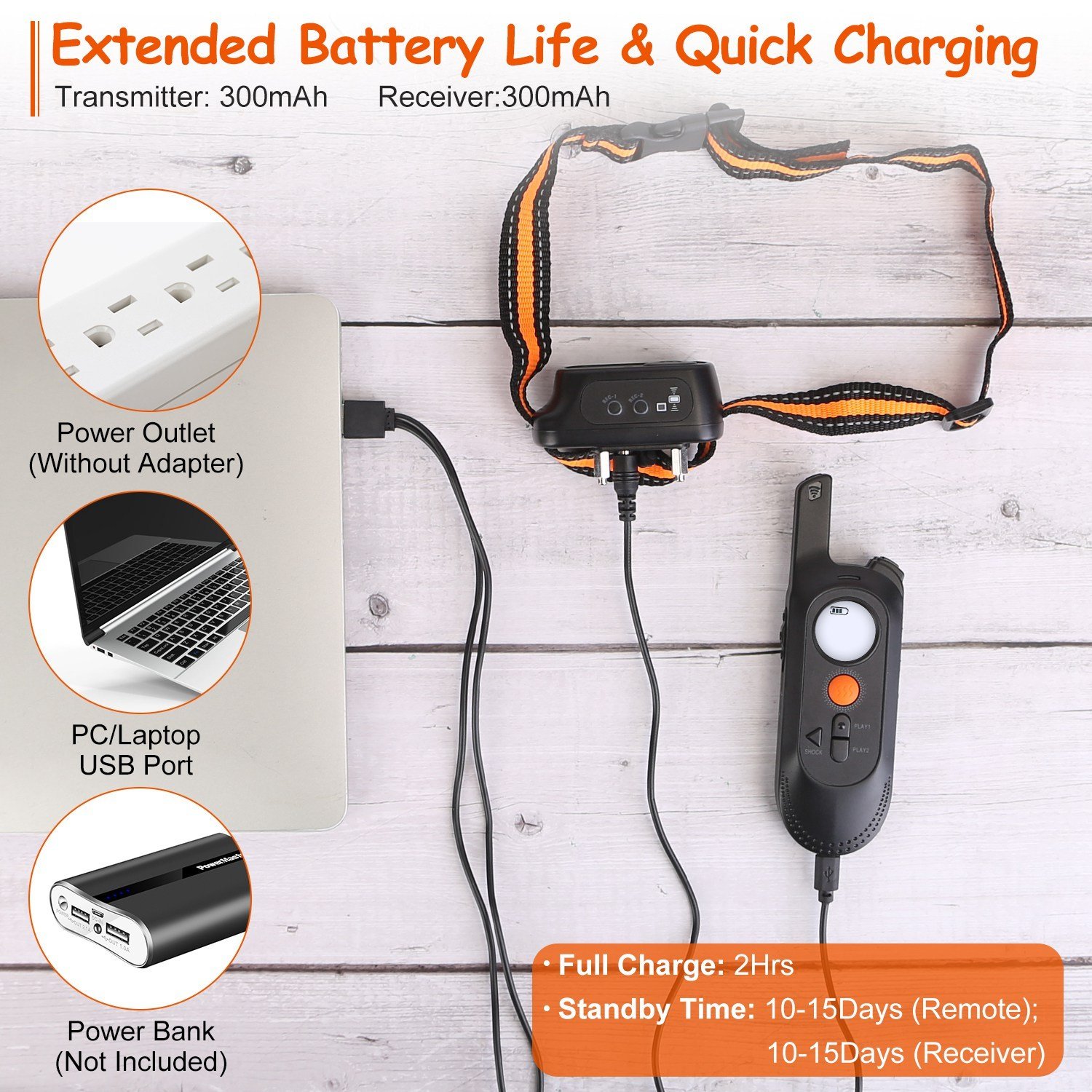 1Pc 984FT Dog Training Collar IP65 Waterproof Pet Beep Vibration Electric Shock Collar 3 Channels Rechargeable Transmitter Receiver Trainer With Recording Safety Keypad Lock - Image 3