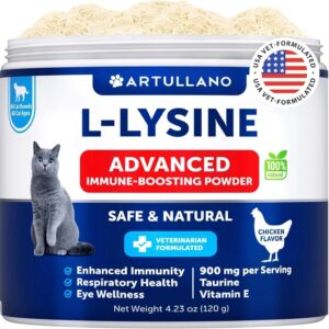 Do Not Sell On Amazon  L Lysine For Cats Lysine Powder Supplement 900mg Serving Immune Support For Cats & Kittens Sneezing Runny Nose Squinting Watery Eyes Cold Eye Respiratory Health With Taurine