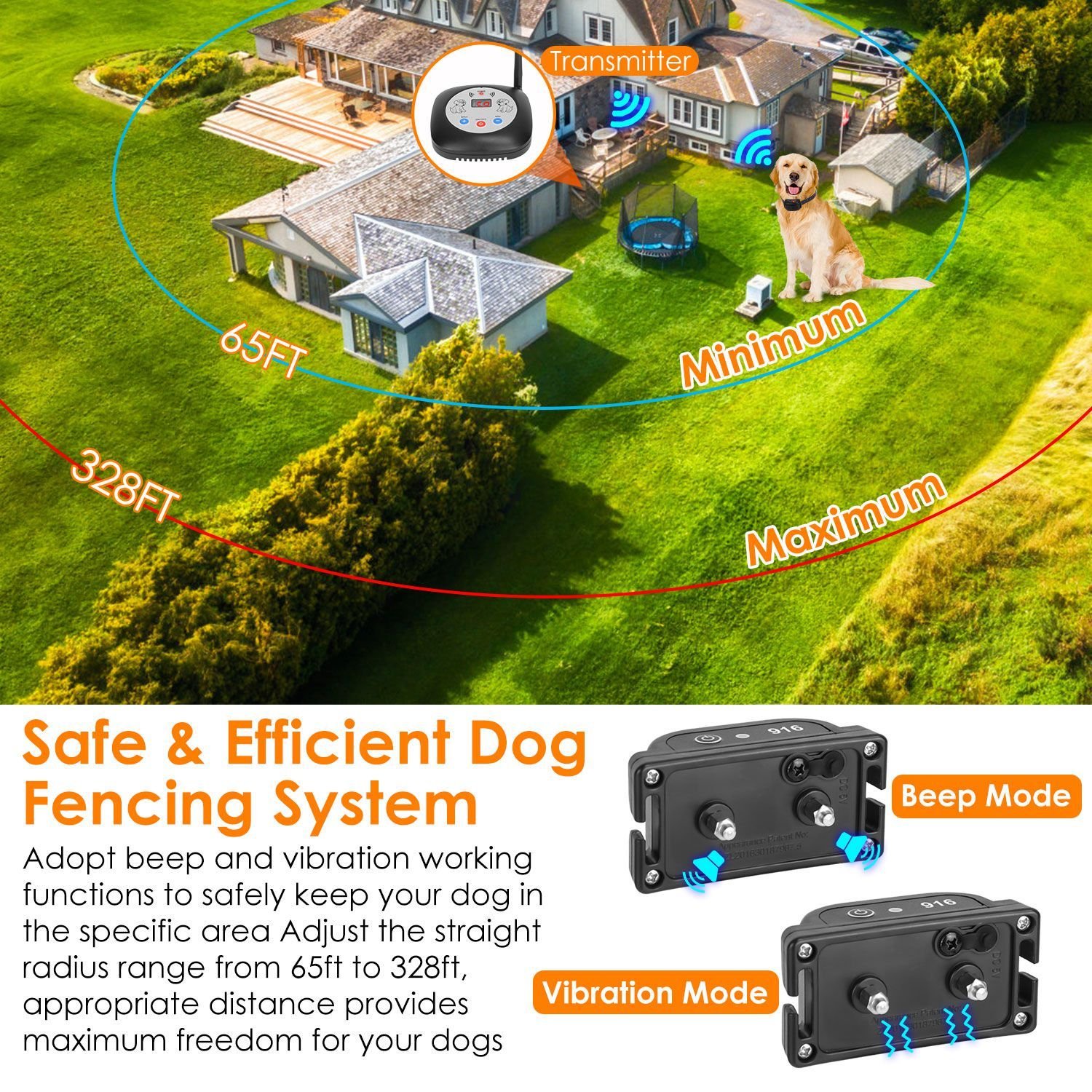 1Set 328FT Electric Wireless Dog Fence System With GPS Location Monitor Collar Receiver Rechargeable Beep Vibration Fence System For Small Medium Large Dogs - Image 7