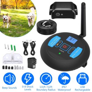 1Set Wireless Electric Dog Fence Pet Shock Boundary Containment System Electric Training Collar For Small Medium Large Dogs
